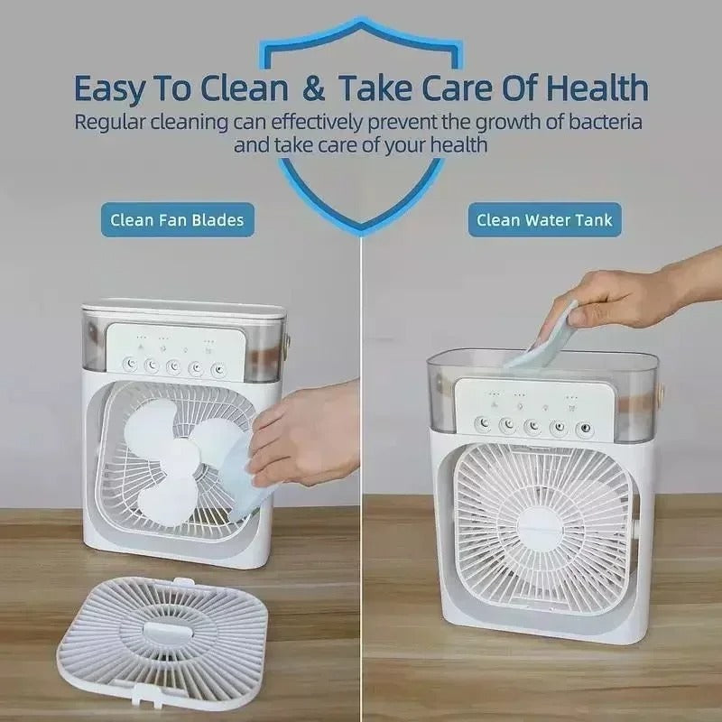 Portable Air Conditioner Fan | Usb Electric Fan With Led Night Light, Fine Mist Water