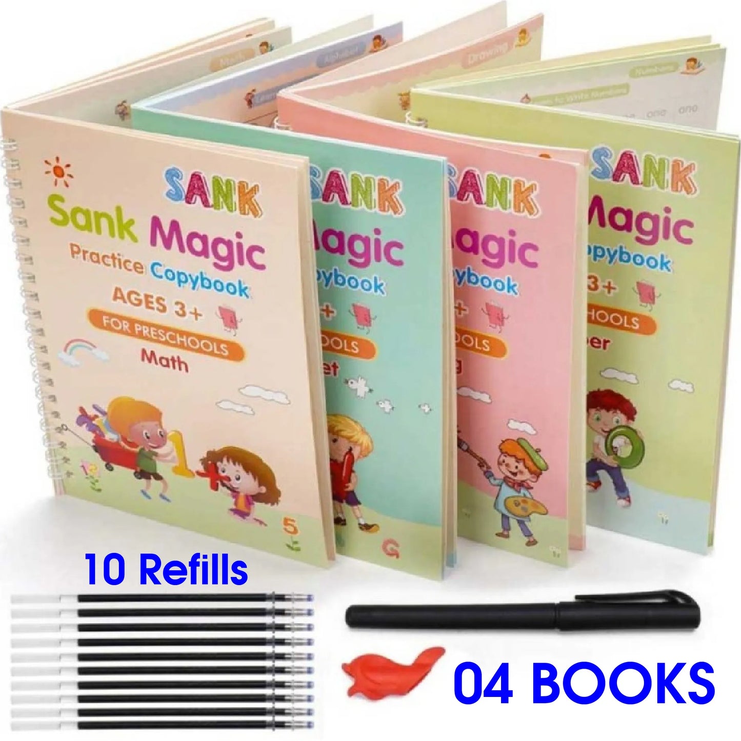 Multi-Color LCD Writing Tablet Random Colors + 4-in-1 Sank Magic Book Practice