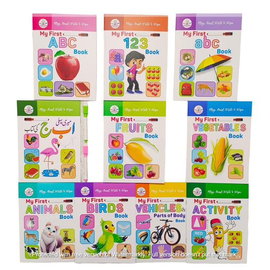 Pack of 10 Pre School Wipe And Clean Books For Your Kids - Reusable Tracing & Writing Activity Workbook for Kids - Kids Books For Early Learning - Reading Books For Kids And Children