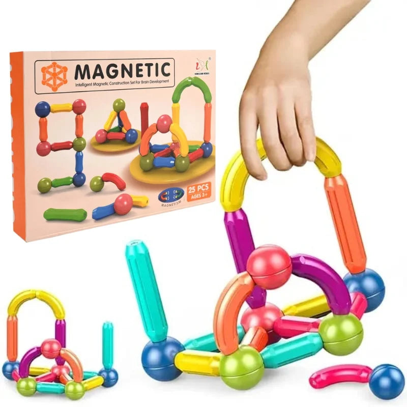 25 Pcs, Magnetic Building Blocks Set | STEM Educational Rods & Balls Toy for Kids