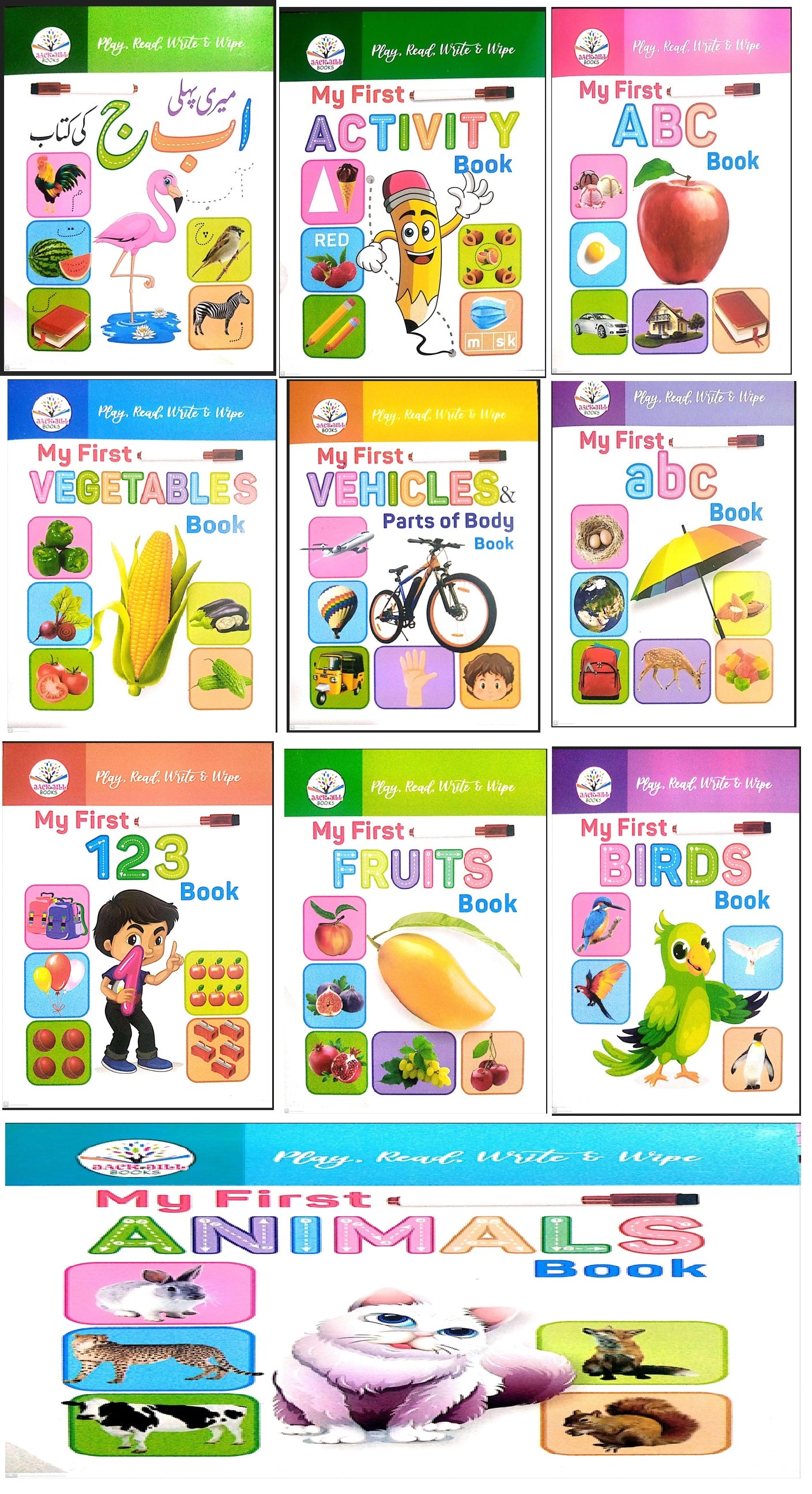 Pack of 10 Pre School Wipe And Clean Books For Your Kids - Reusable Tracing & Writing Activity Workbook for Kids - Kids Books For Early Learning - Reading Books For Kids And Children Shipping Charges Only / 100