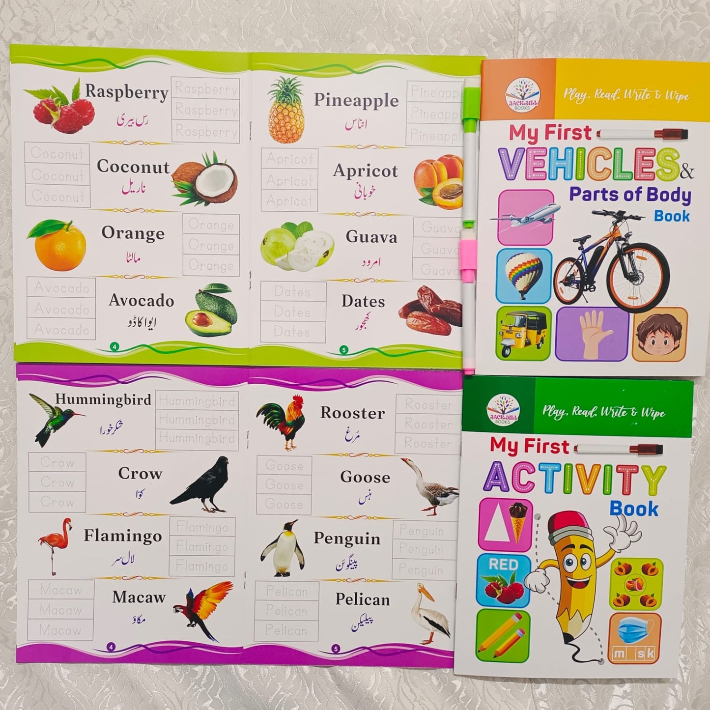 Pack of 10 Pre School Wipe And Clean Books For Your Kids - Reusable Tracing & Writing Activity Workbook for Kids - Kids Books For Early Learning - Reading Books For Kids And Children