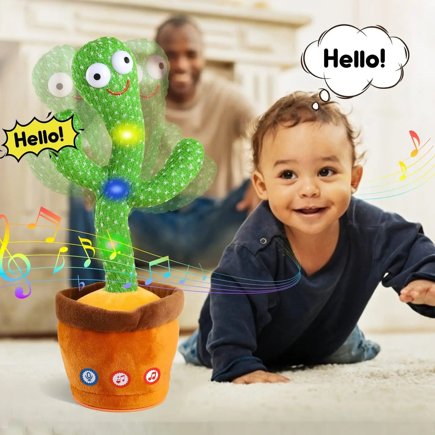 Rechargeable Dancing Cactus Toy with Hat | Interactive Singing & Talking Plush for Toddlers and Kids