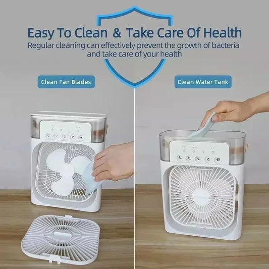 Portable Air Conditioner Fan | Usb Electric Fan With Led Night Light, Fine Mist Water